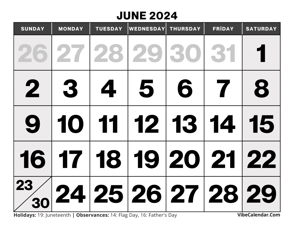 June 2024 Calendar Template